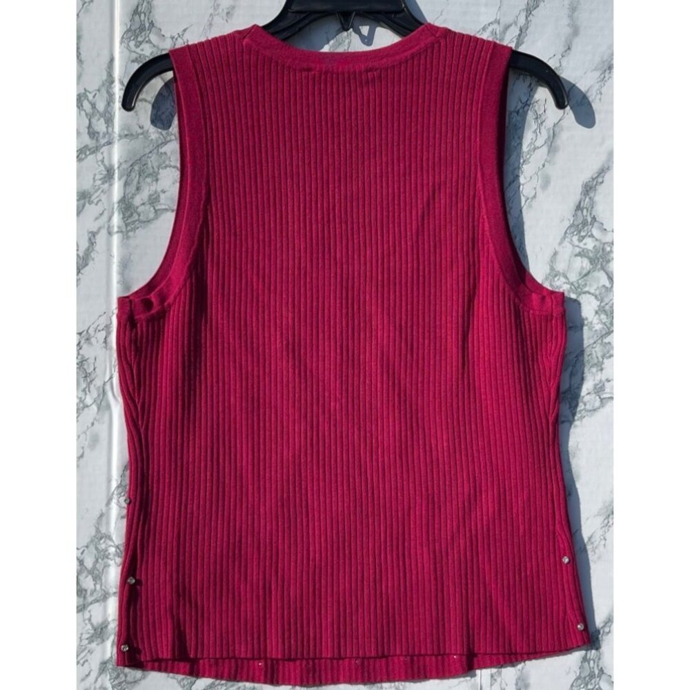 Nina Parker Womens Sangria Sleeveless Ribbed Tank Top W/ Stud Embellishments 1X - Picture 2 of 8